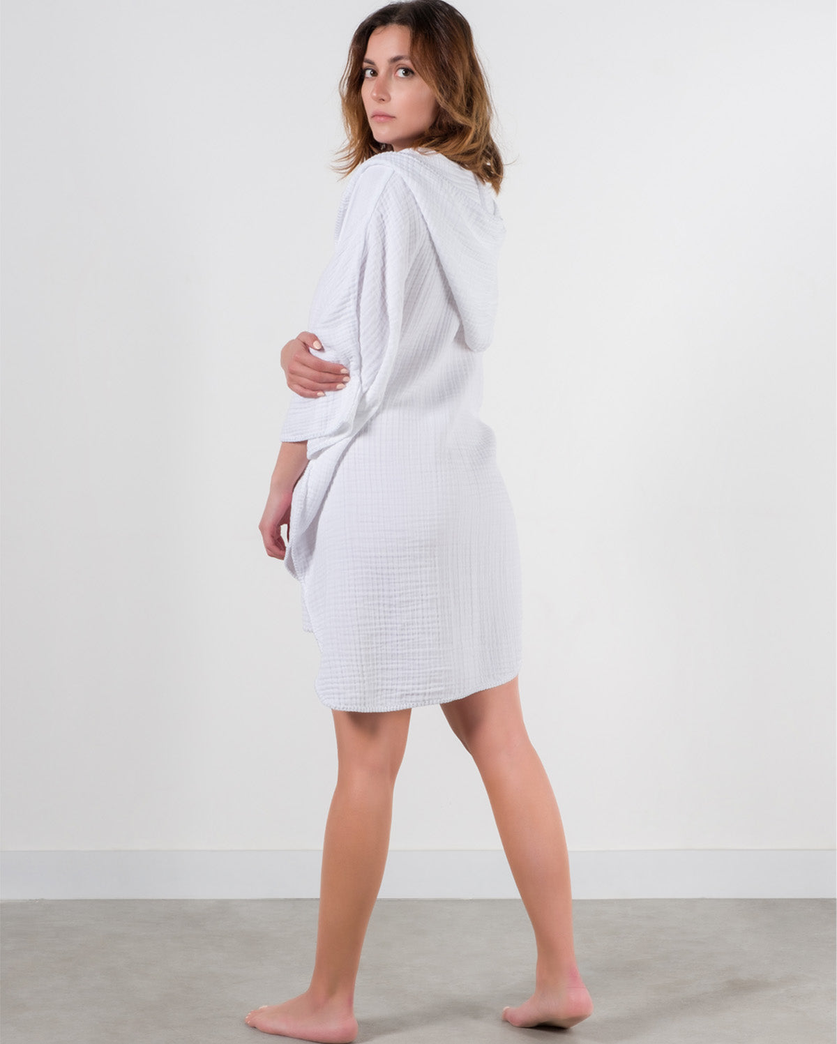 Cocoon Cotton Poncho-White