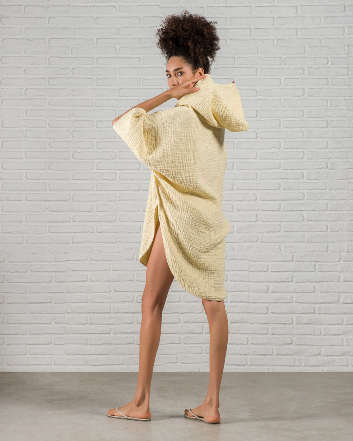 Cocoon Cotton Poncho-Yellow