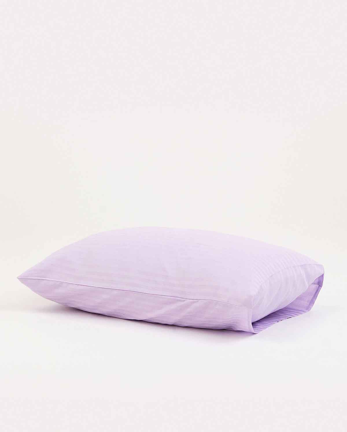 Sateen Stripe - Core Bedding Set - Lilac & Grey