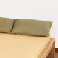 Sateen Stripe Pillowcase 2pcs - Oil Green
