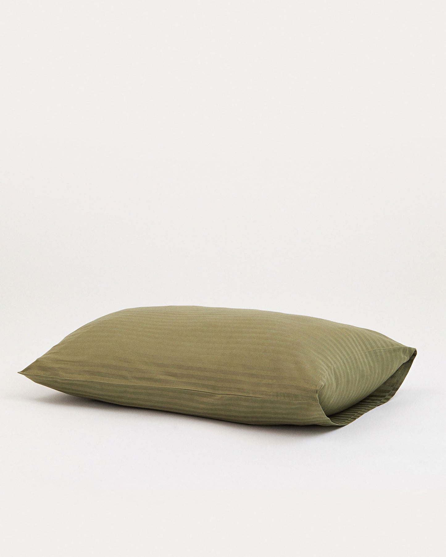 Sateen Stripe Flat Sheet Set - Oil Green