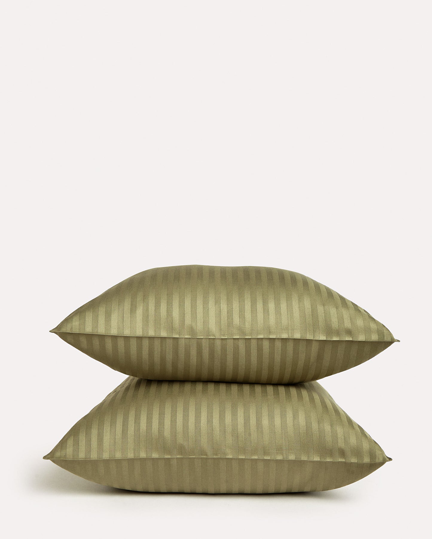 Sateen Stripe - Duvet Cover Set - Oil Green