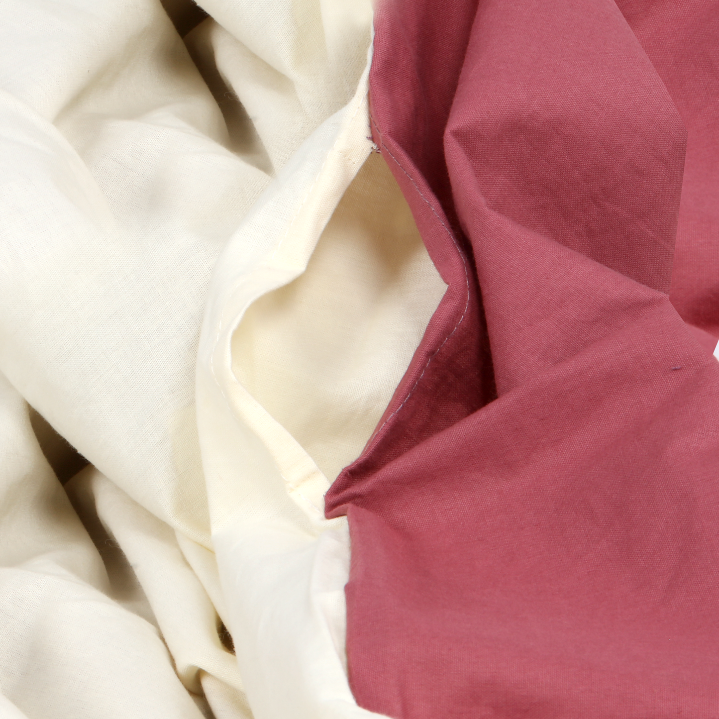 Reversible Percale Duvet Cover- Carmine & Ecru