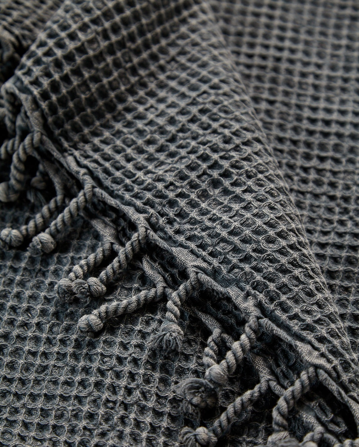 Waffle Cotton Blanket - Indigo