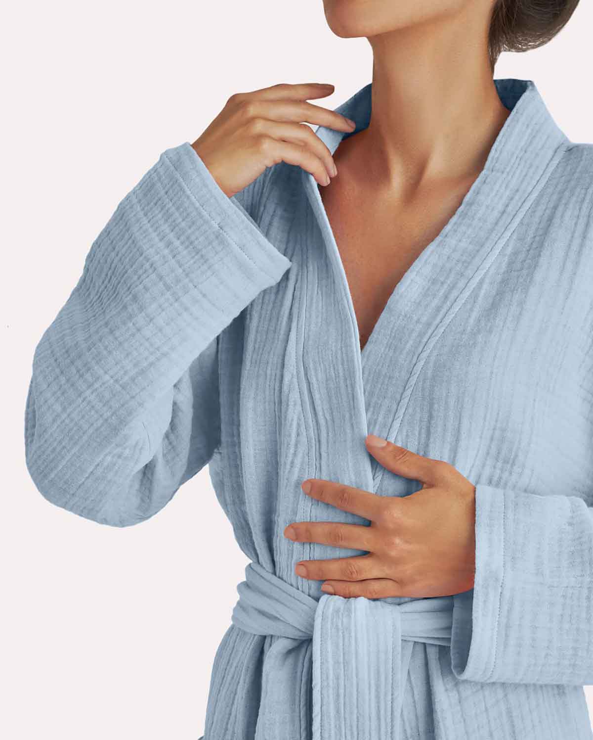 Muslin Cotton Bathrobe - Lavender Blue