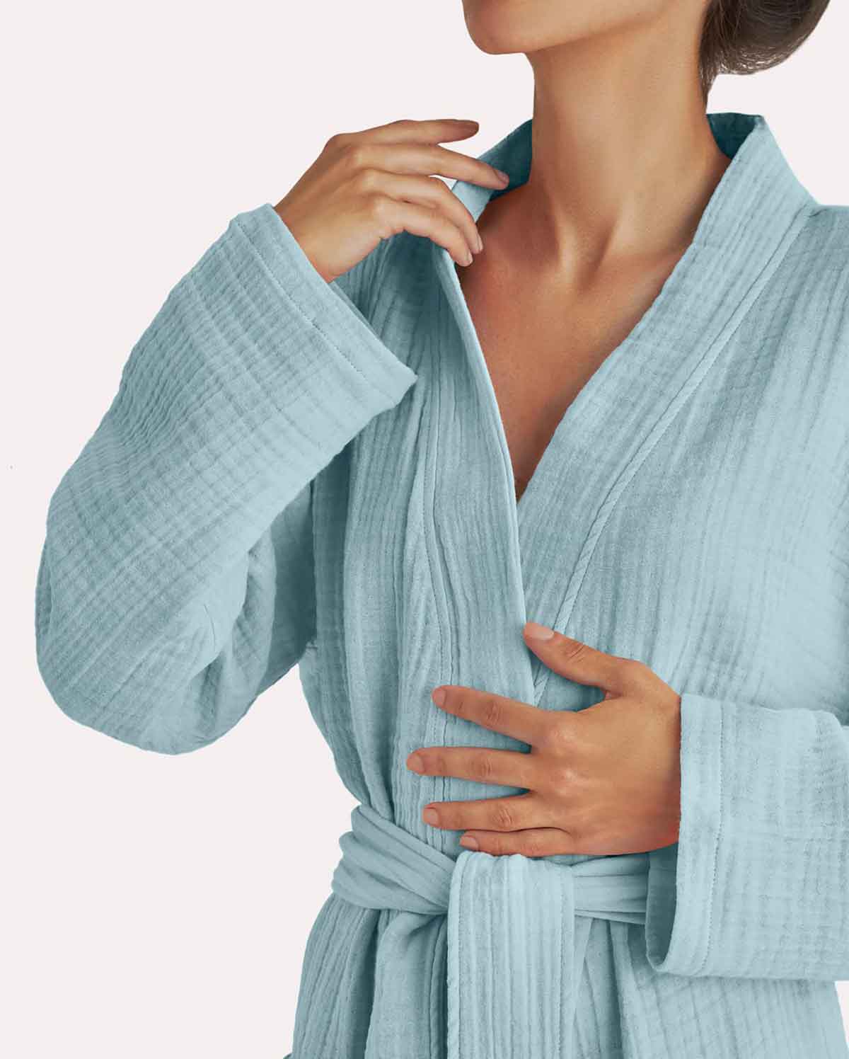 Muslin Cotton Bathrobe - Nile Green