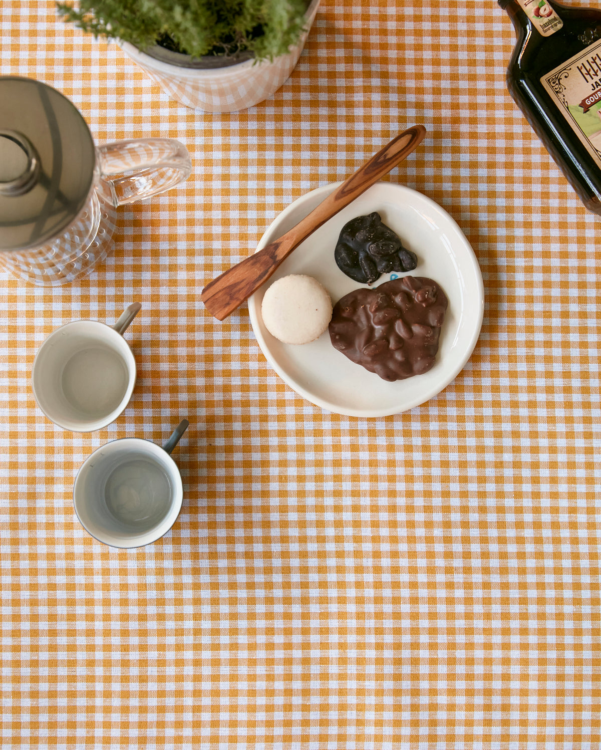 Checked Cotton Table Cloth - Yellow - Ocoza