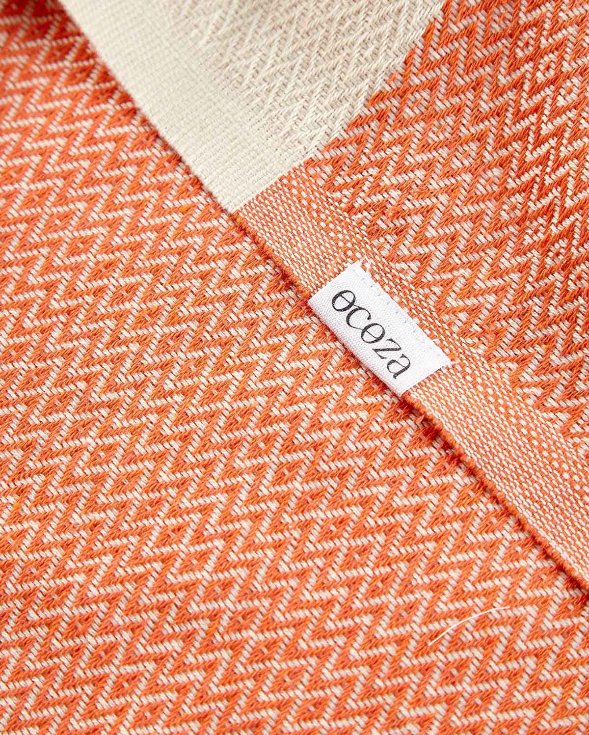 Cotton Peshtemal Towel-Orange & White