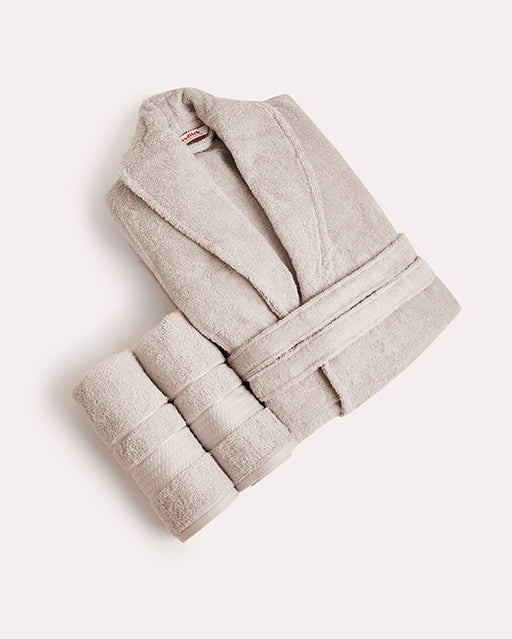 Spa Cotton Bathrobe Set 3 pcs -Light Grey - Ocoza