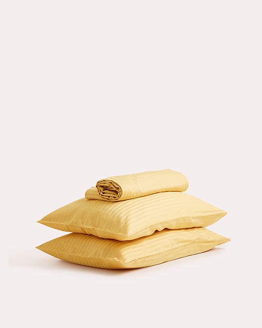 Sateen Stripe Flat Sheet Set - Gold - Ocoza