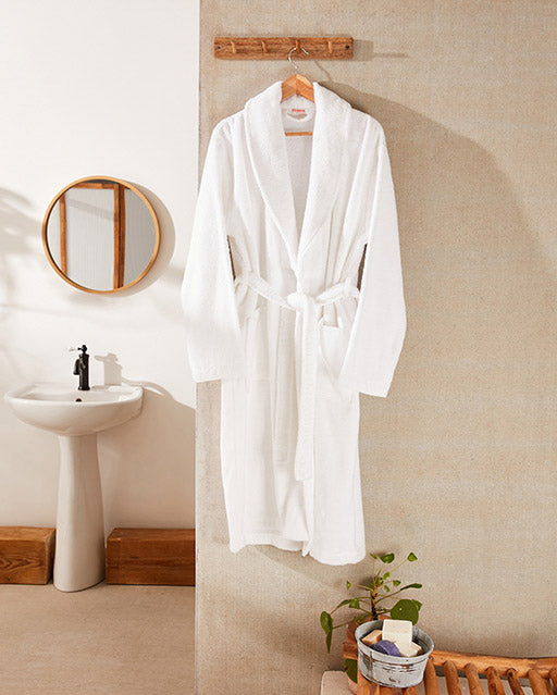 Spa Cotton Bathrobe - White - Ocoza