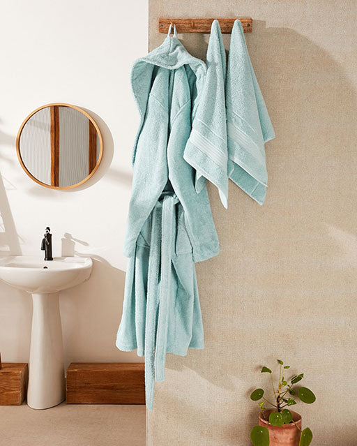 Spa Cotton Bathrobe Set 3 pcs - Green - Ocoza