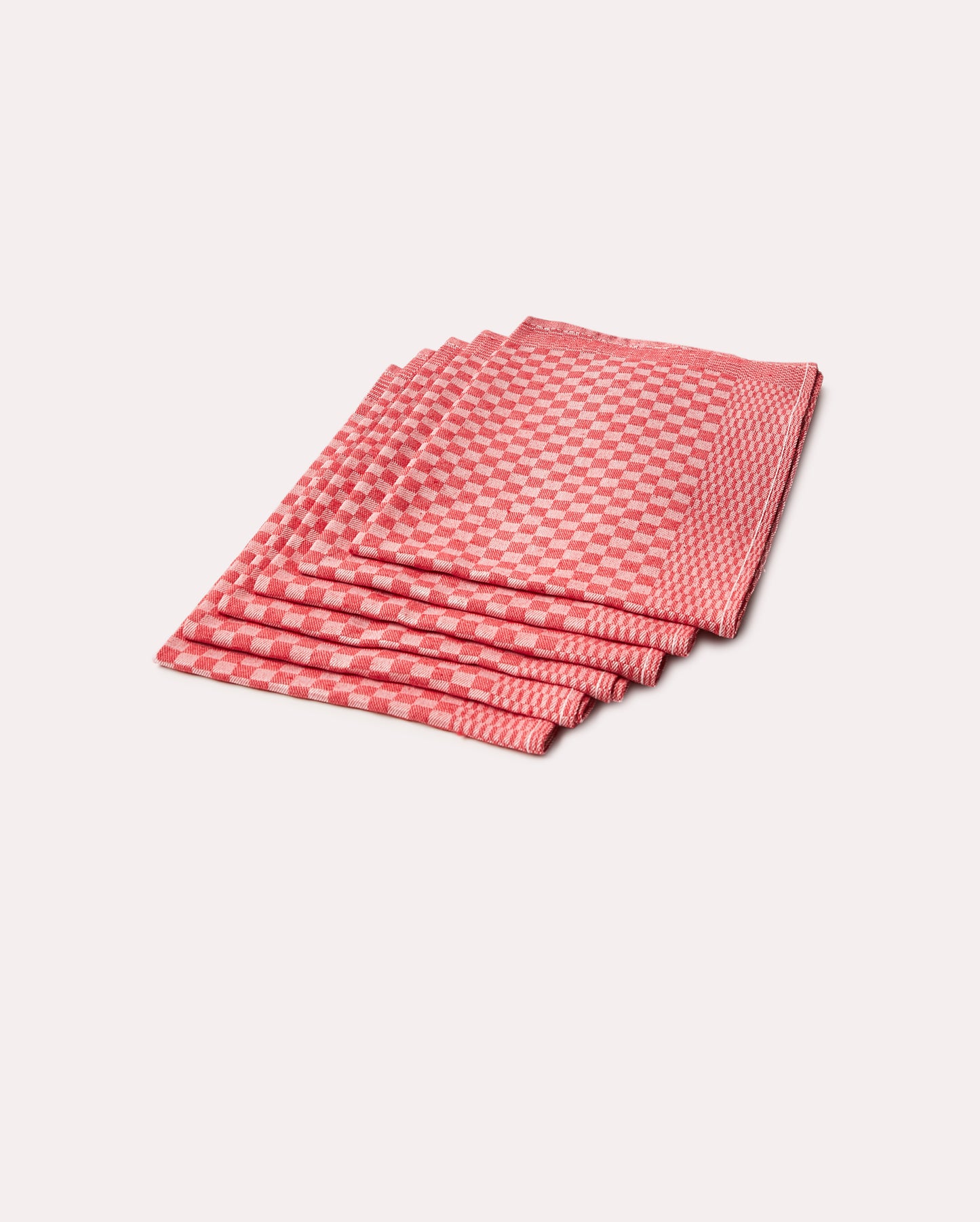 Gingham Cotton Tea Towel 6 pcs - Red - Ocoza