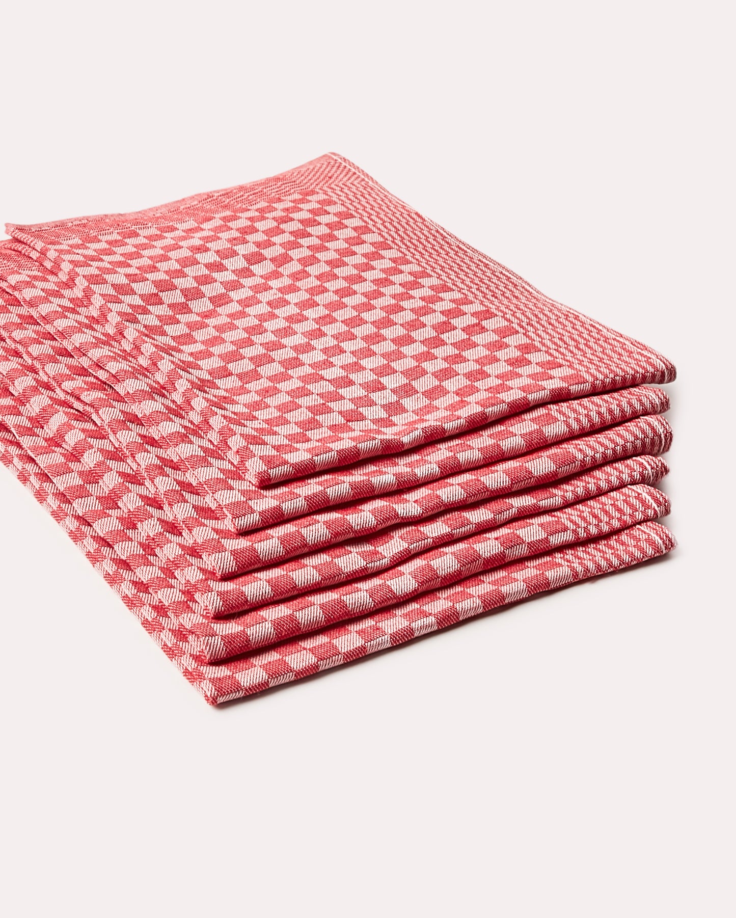 Gingham Cotton Tea Towel 6 pcs - Red - Ocoza