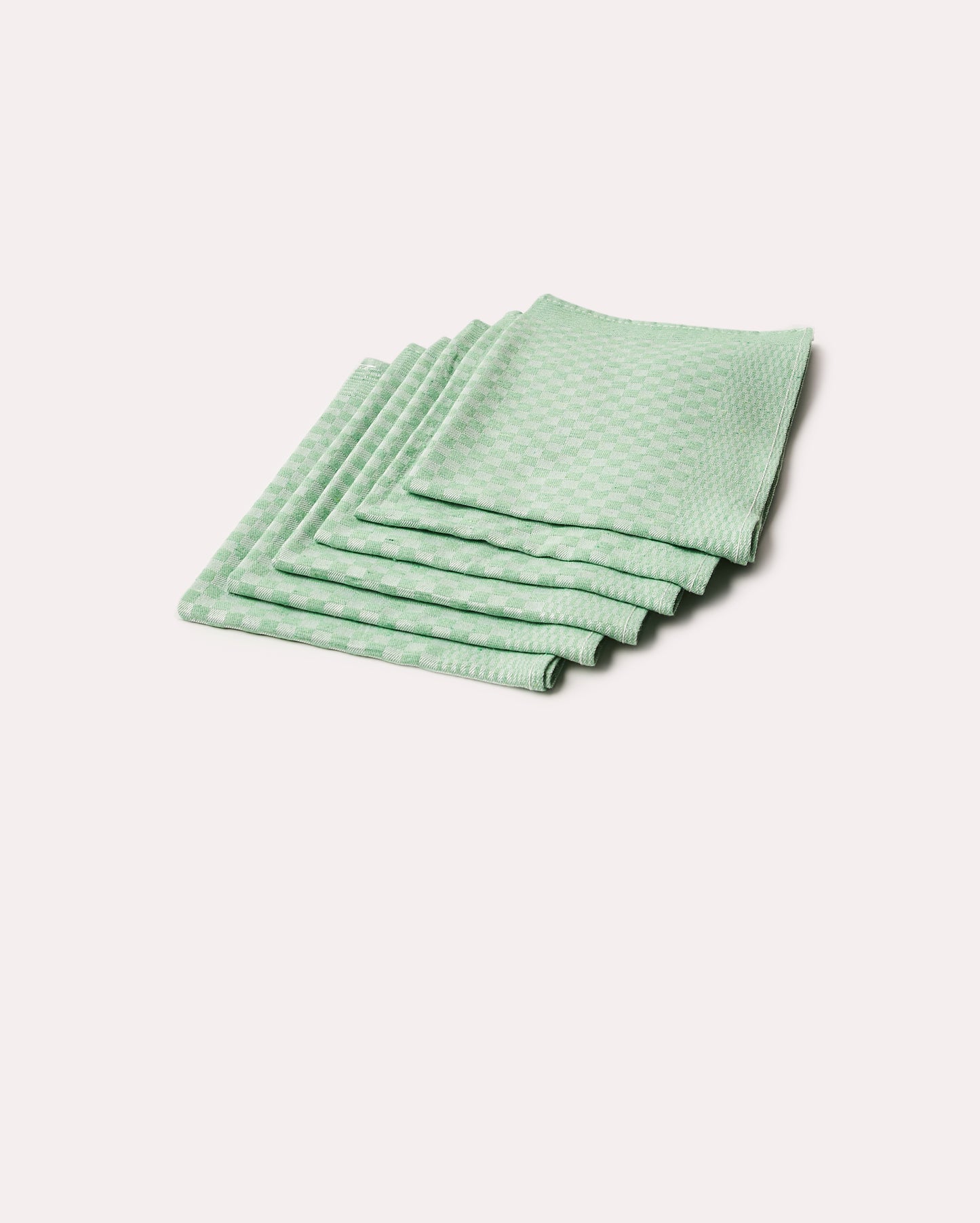 Gingham Cotton Tea Towel 6 pcs - Green - Ocoza