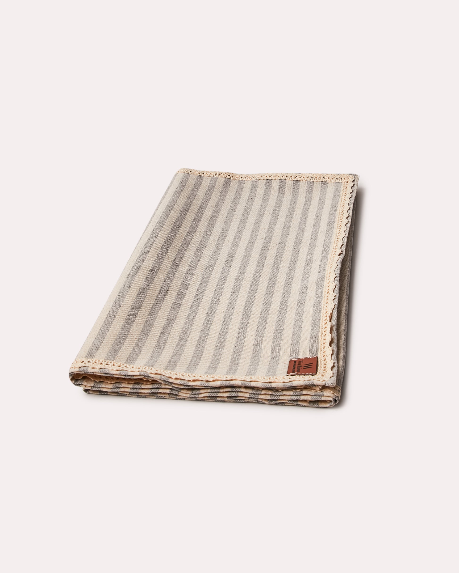 Striped Linen Runner - Grey - Ocoza