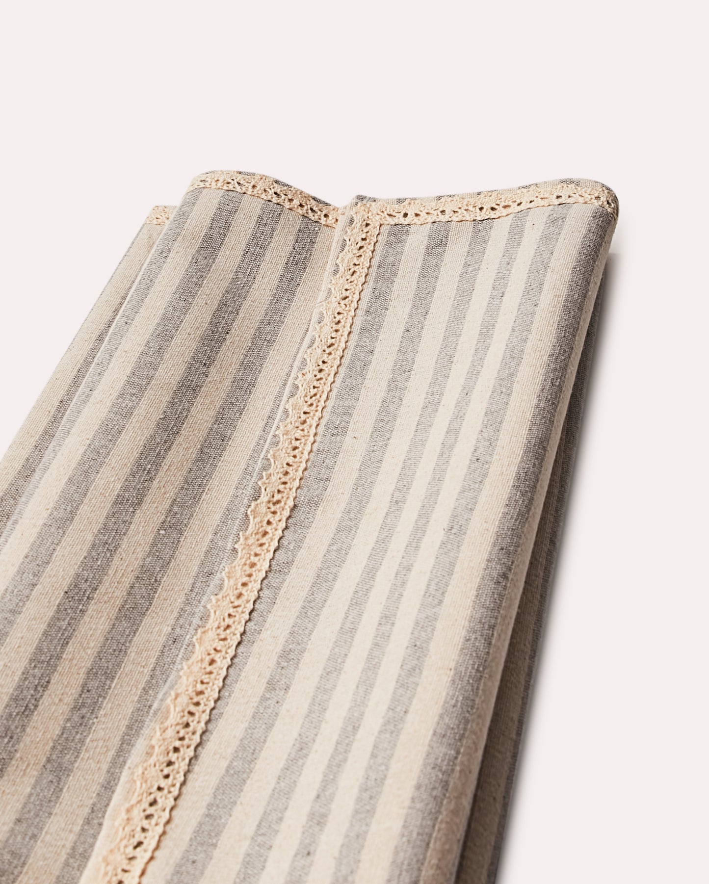 Striped Linen Runner - Grey - Ocoza