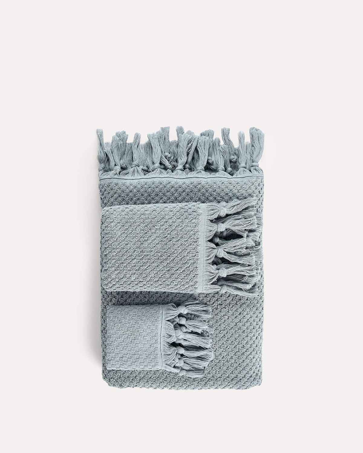 Cotton Tassel Towel Set - Grey (3 Towels)