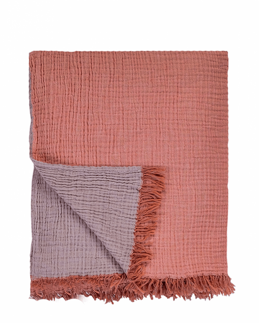 Cocoon Muslin Cotton Blanket- Apricot & Ginger Snap