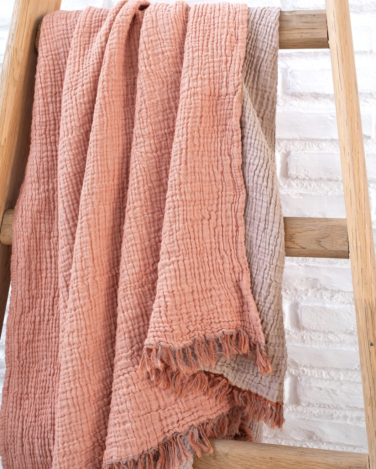 Cocoon Muslin Cotton Throw - Apricot & Ginger Snap