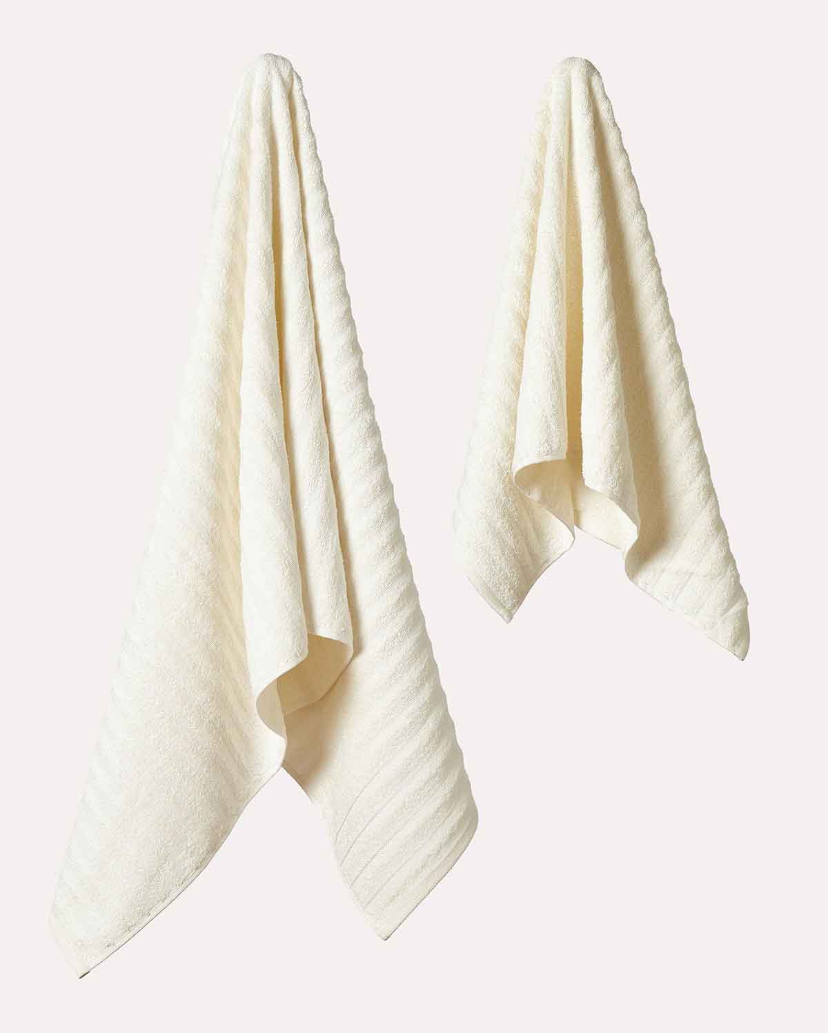 Ribbed Soft Cotton Towel Set - Cream (2 Towels)