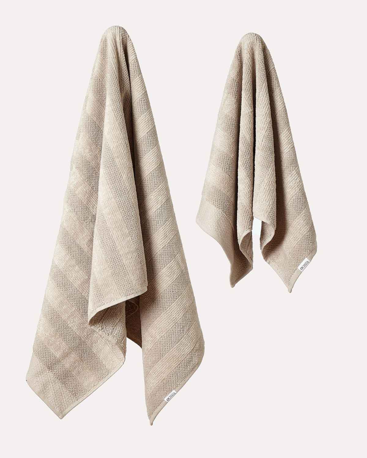 Cotton Velvet Towel Set - Milk Chocolate (2 pieces)