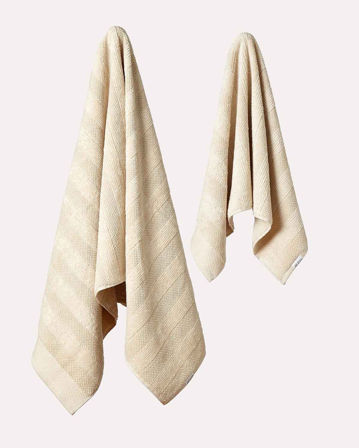 Cotton Velvet Towel Set - Custard Cream (2 Towels)