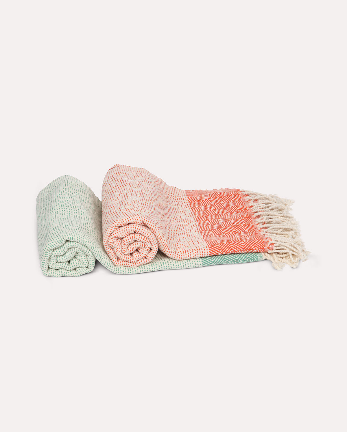 Cotton Peshtemal Towel-Green & White