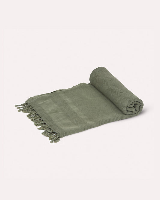 Stone Cotton Throw - Green