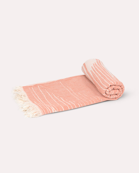 Cotton Monochrome Peshtemal Towel - Apricot