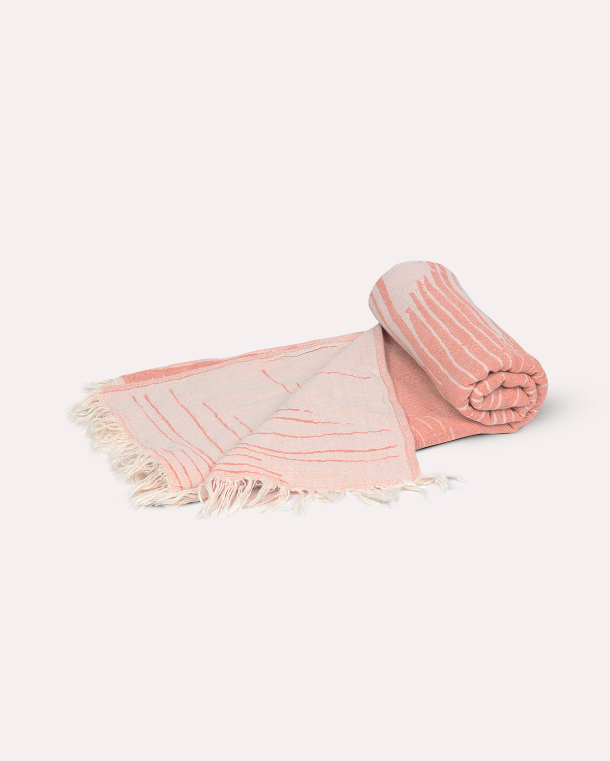 Cotton Monochrome Peshtemal Towel - Apricot