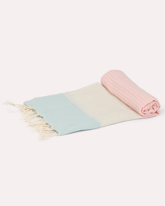 Lotus Cotton Peshtemal Towel - Pink & Mint