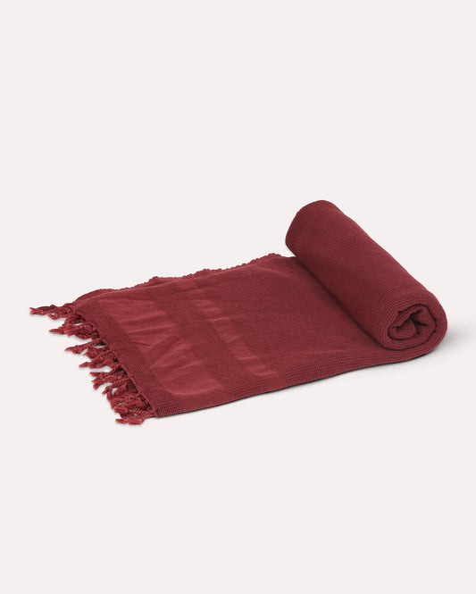 Stone Cotton Throw - Burgundy