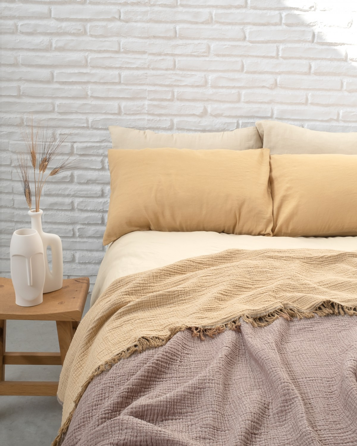 Cocoon Muslin Cotton Blanket- Bison & Oak Buff