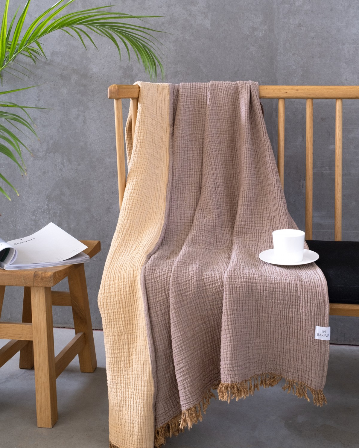 Cocoon Muslin Cotton Throw - Bison & Oak Buff