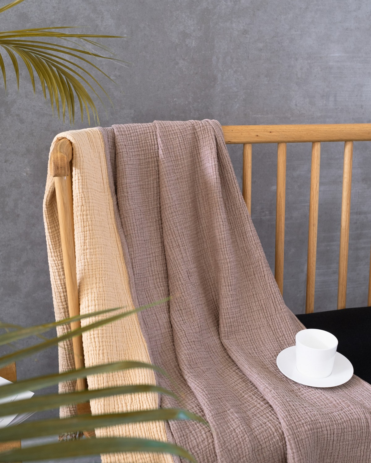 Cocoon Muslin Cotton Throw - Bison & Oak Buff