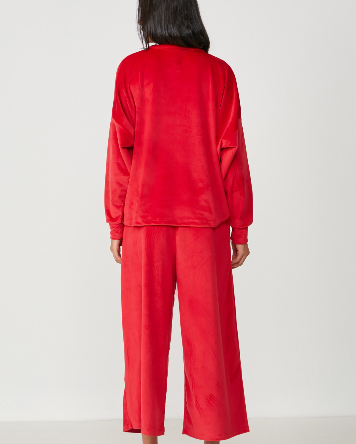 Long Sleeve Velvet Pyjama Set - Red