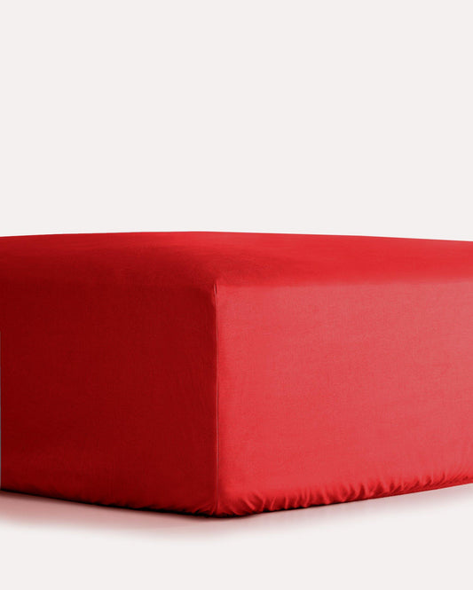 Lavish Sateen Fitted Sheet - Red - Ocoza