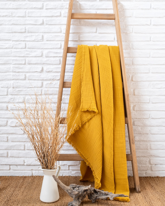 Cocoon Muslin Cotton Throw - Curry