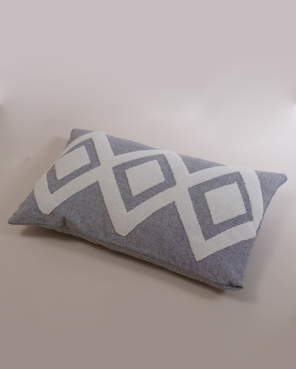 Zigzag Embroidery Cushion Cover - Crayola & Dark Grey