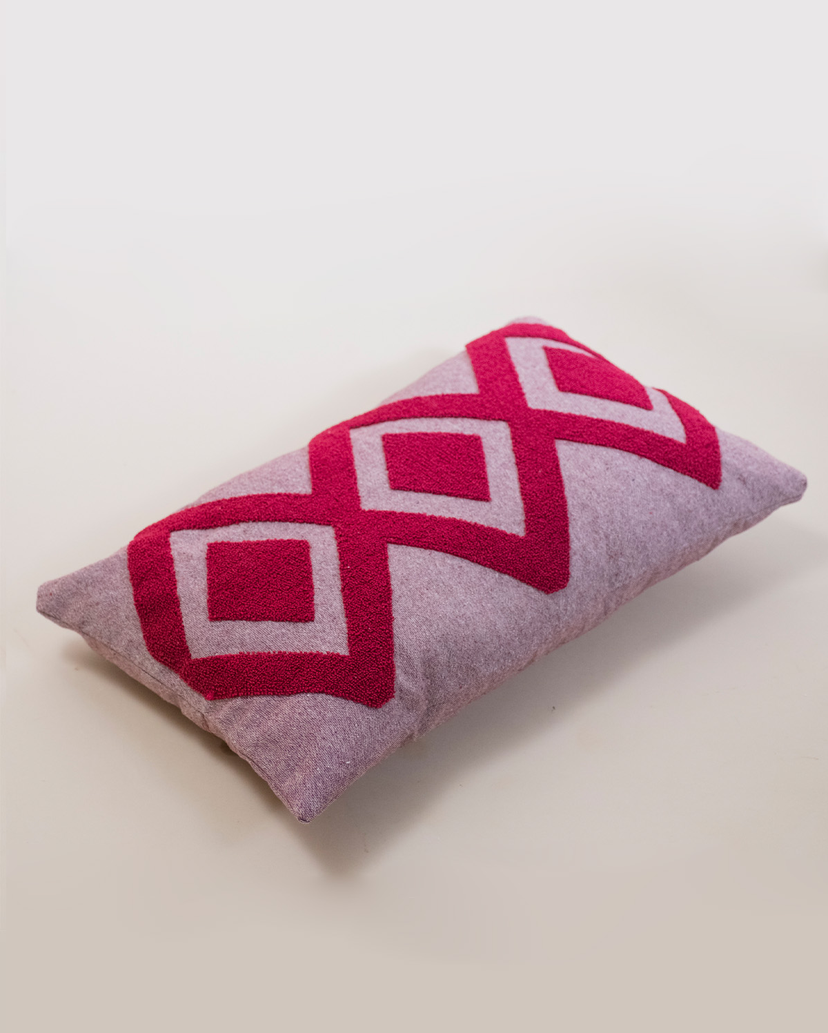 Embroidered Cushion Cover - Damson & Grey