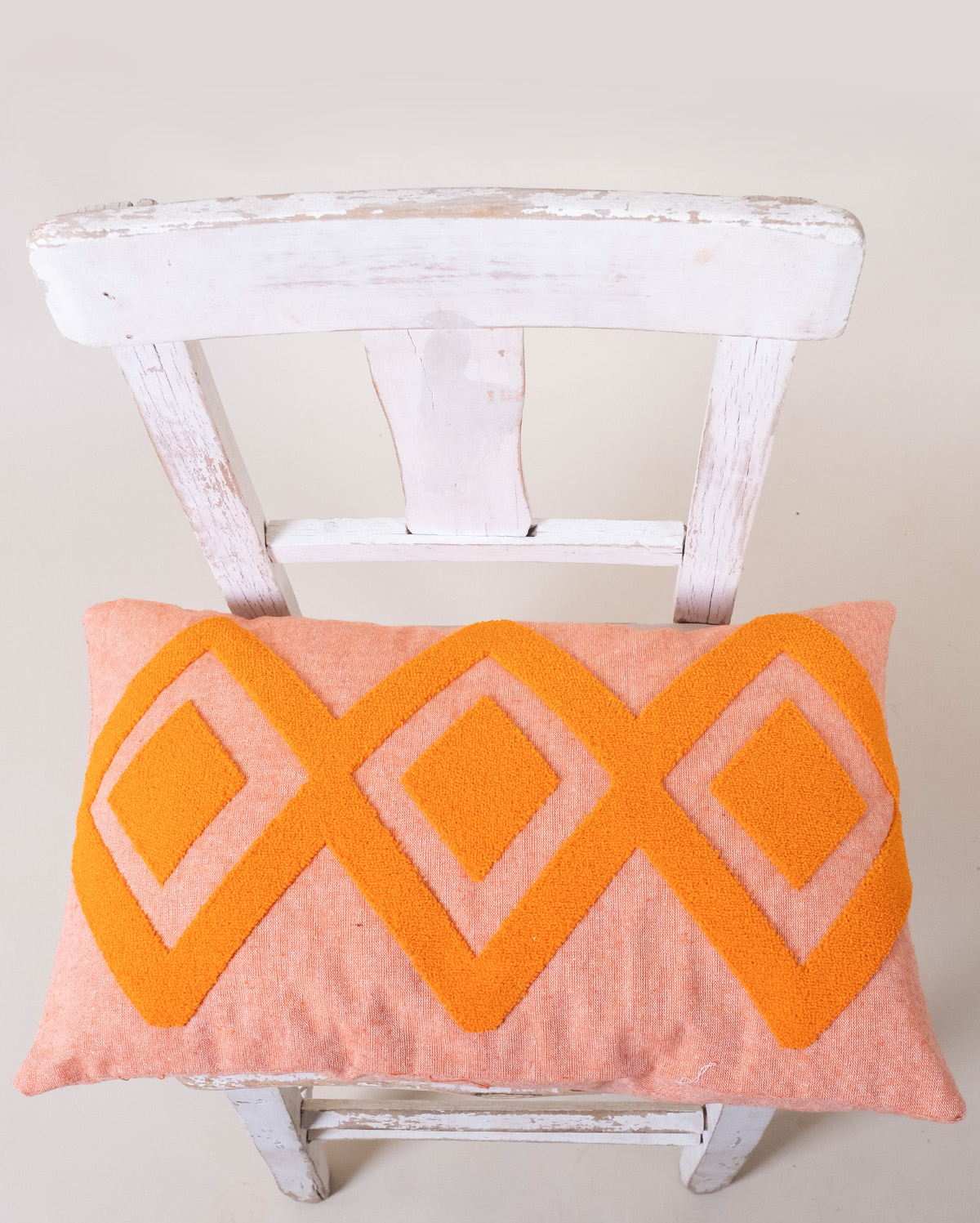 Embroidered Cushion Cover - Apricot & Beige