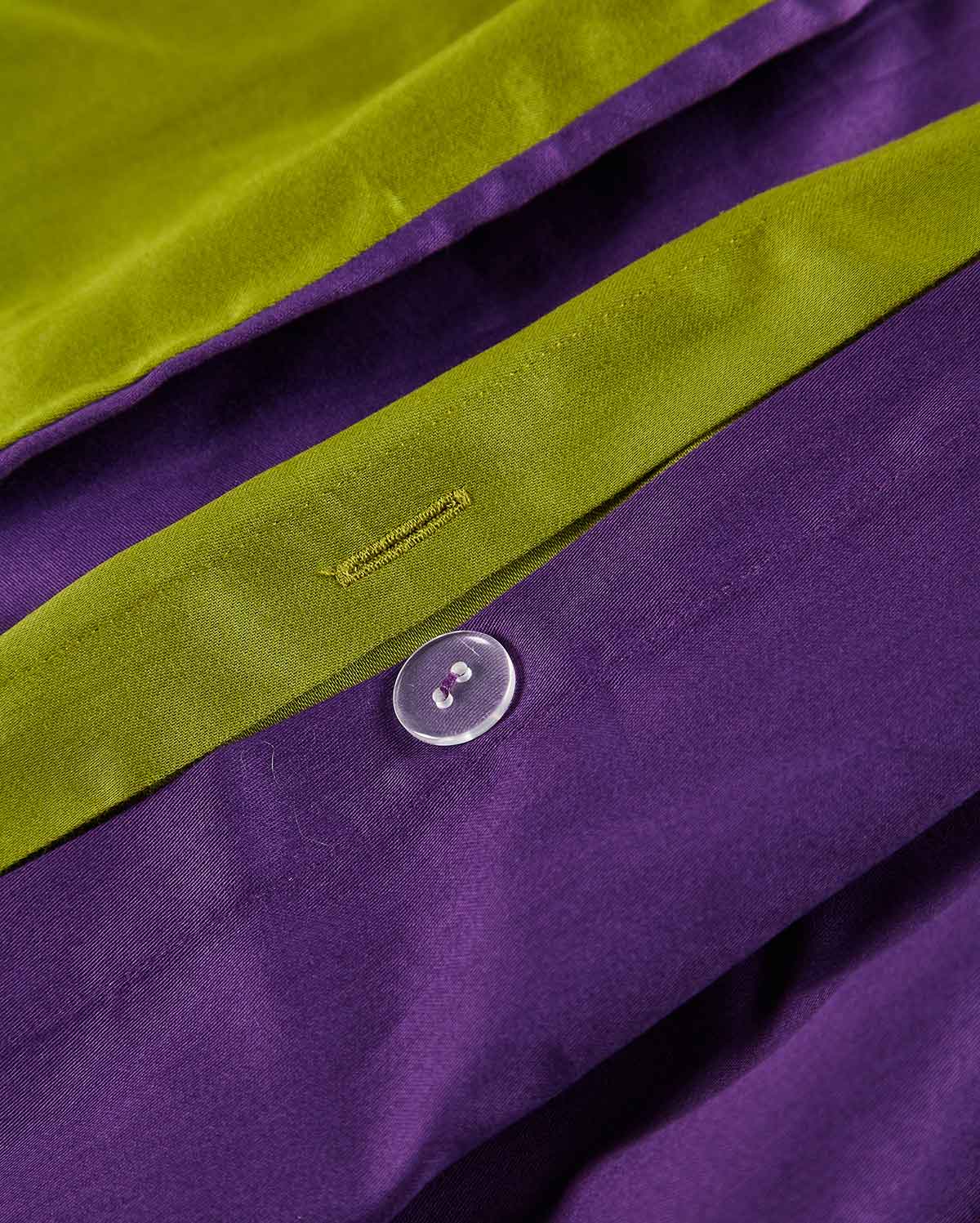 Reversible Percale Duvet Cover - Purple & Green