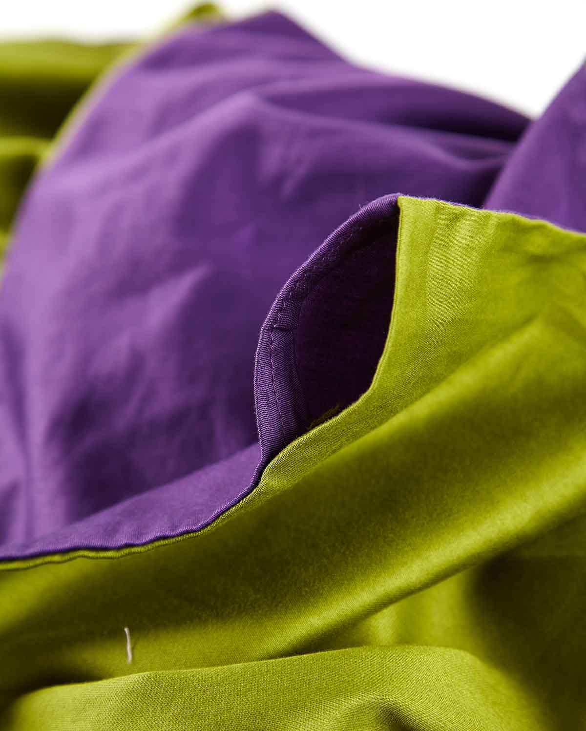 Reversible Percale Duvet Cover - Purple & Green