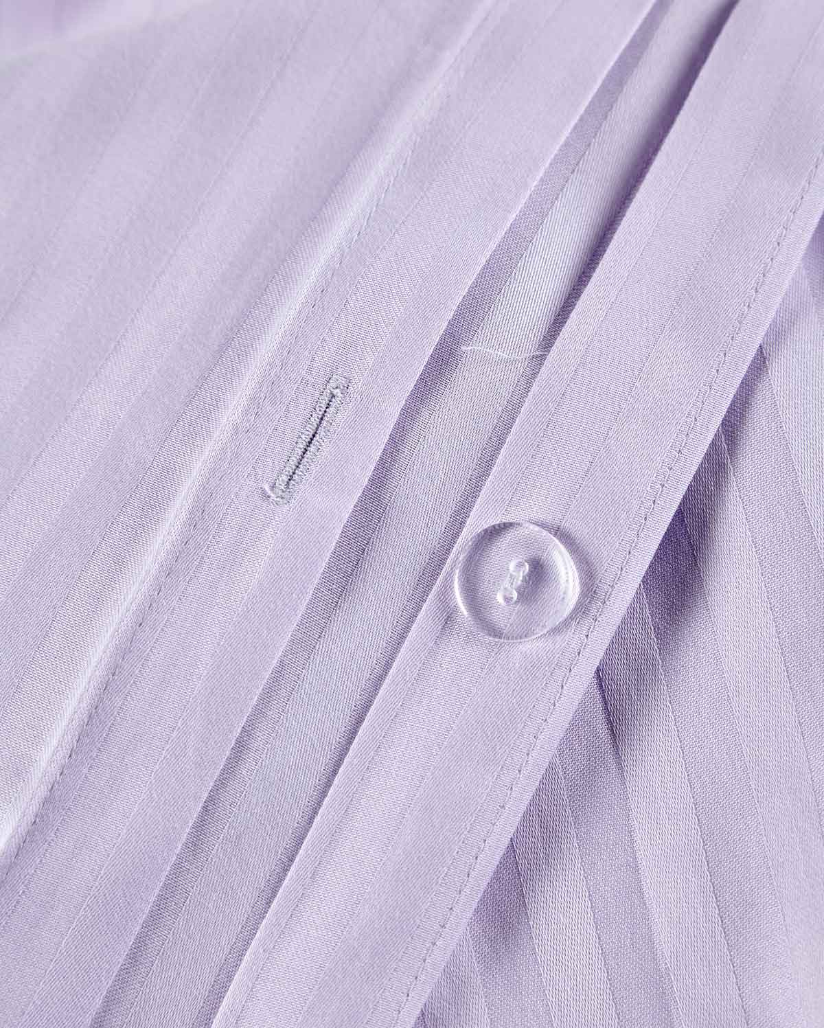 Sateen Stripe - Core Bedding Set - Lilac & Grey