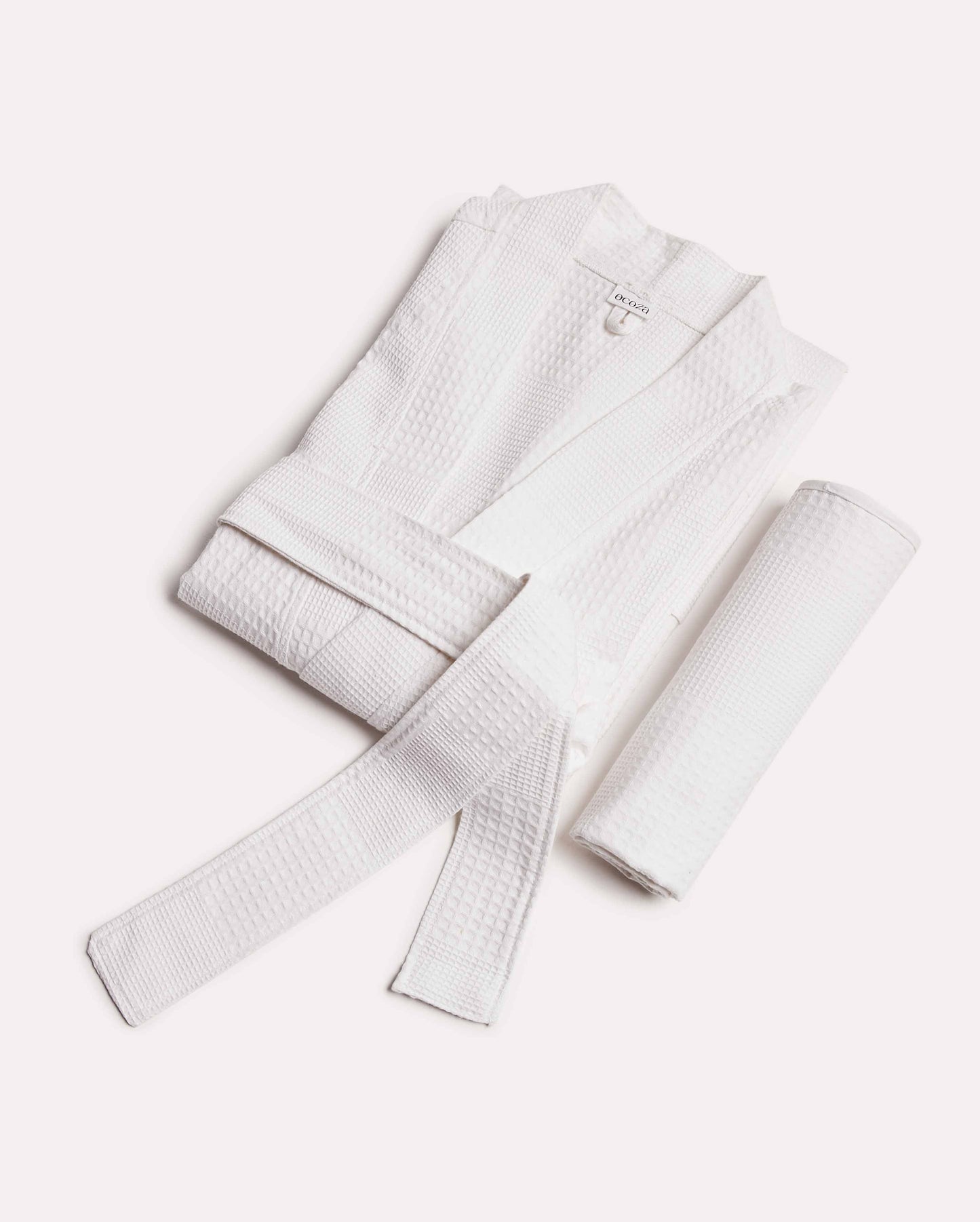 Santorini Collection Bathrobe Set 2 pcs- White - Ocoza