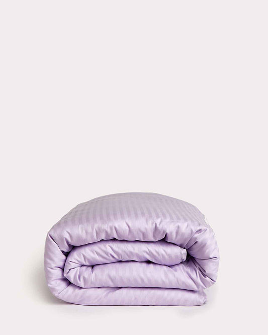 Sateen Stripe Duvet Cover - Lilac