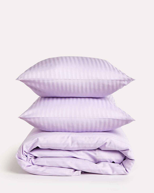 Sateen Stripe - Duvet Cover Set - Lilac