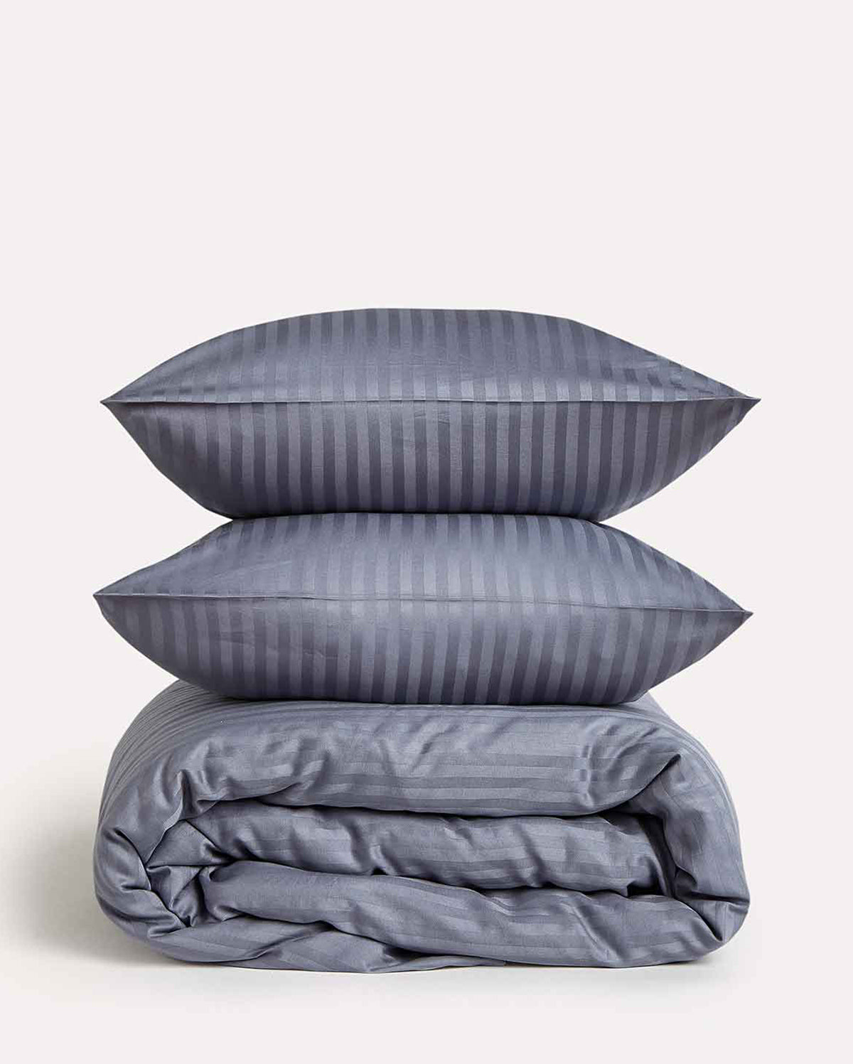 Sateen Stripe - Duvet Cover Set - Dark Grey