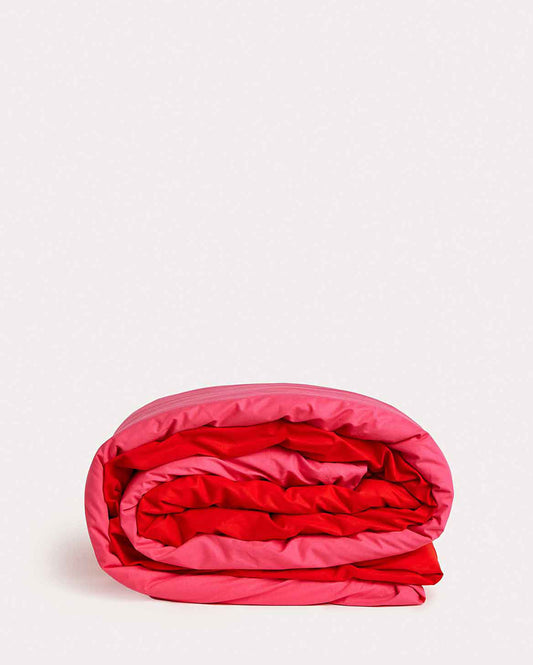 Reversible Percale Duvet Cover - Fuchsia & Red